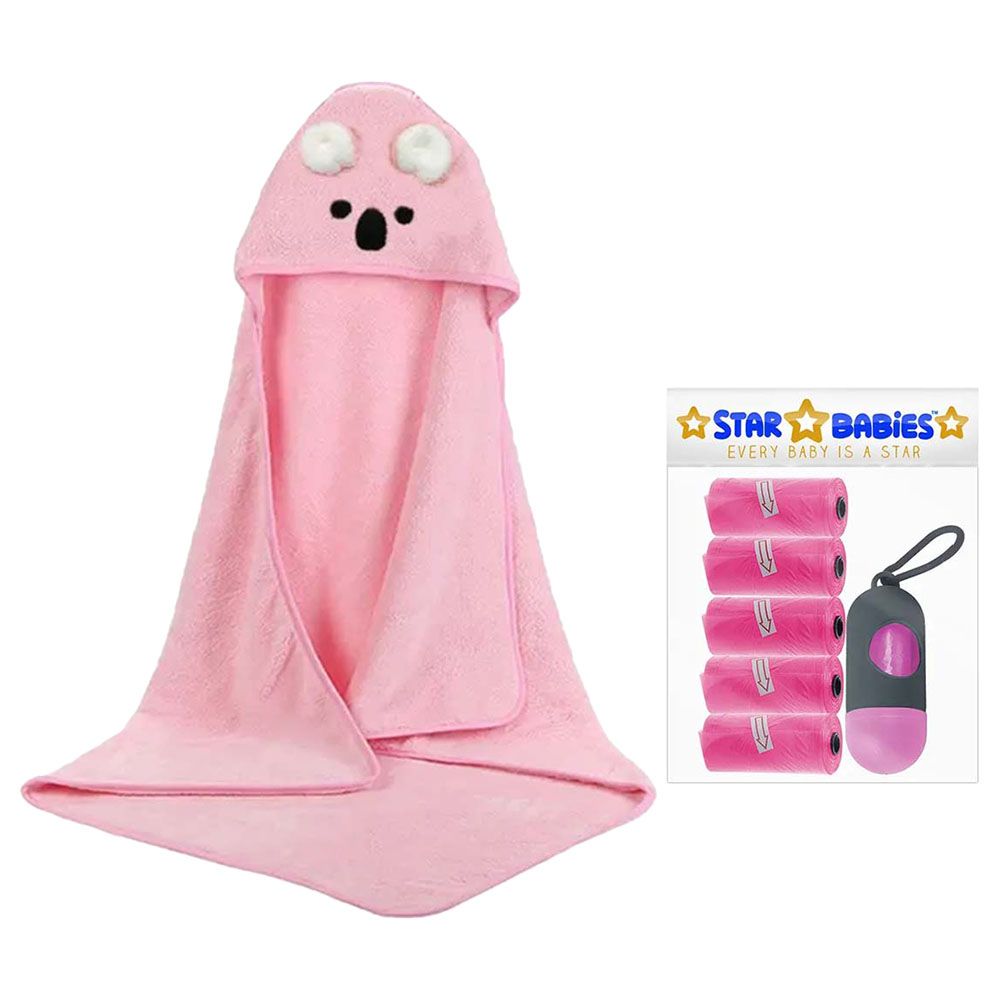 Star Babies - Microfiber Hooded Towel w/ Disposable Scented Bag w/ Dispenser - Pink