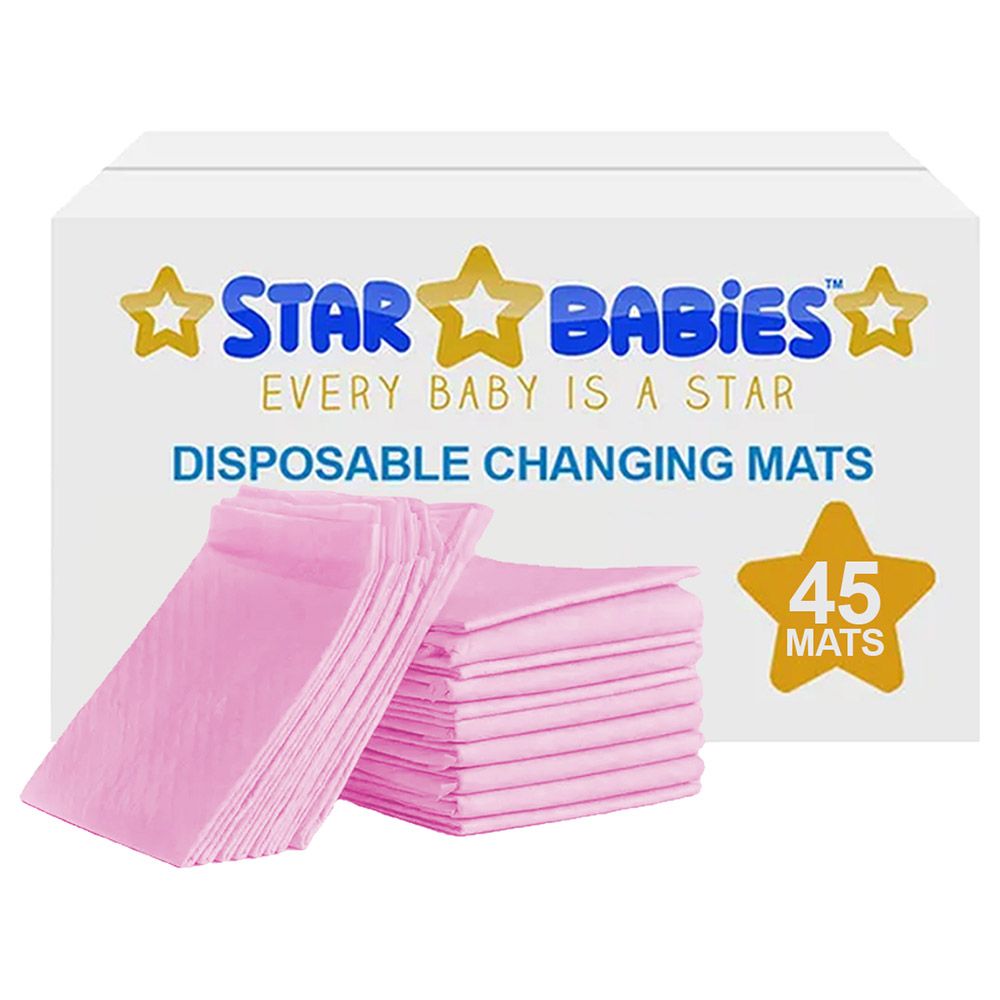 Star Babies - Disposable Changing Mat - L - 45 X 60 cm - 45pcs - Pink