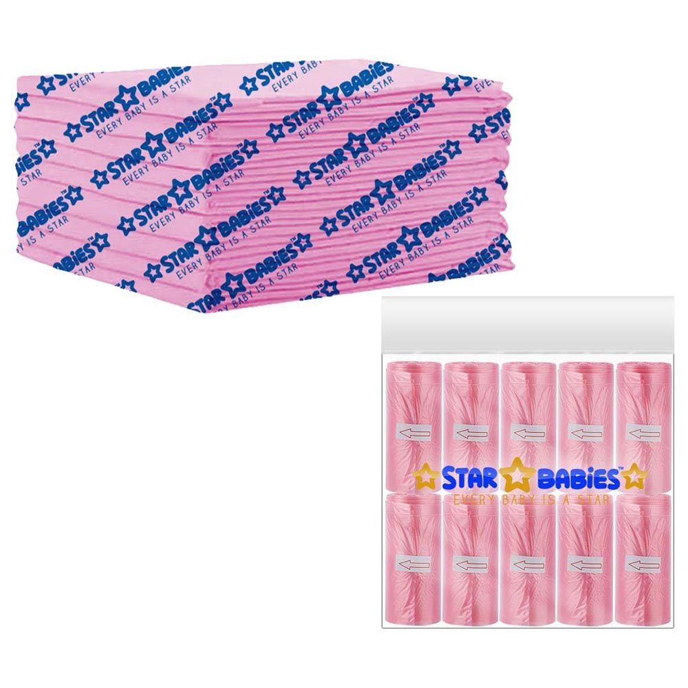 Star Babies - Disposable Changing Mat w/ Scented Bag - 10pcs - Pink