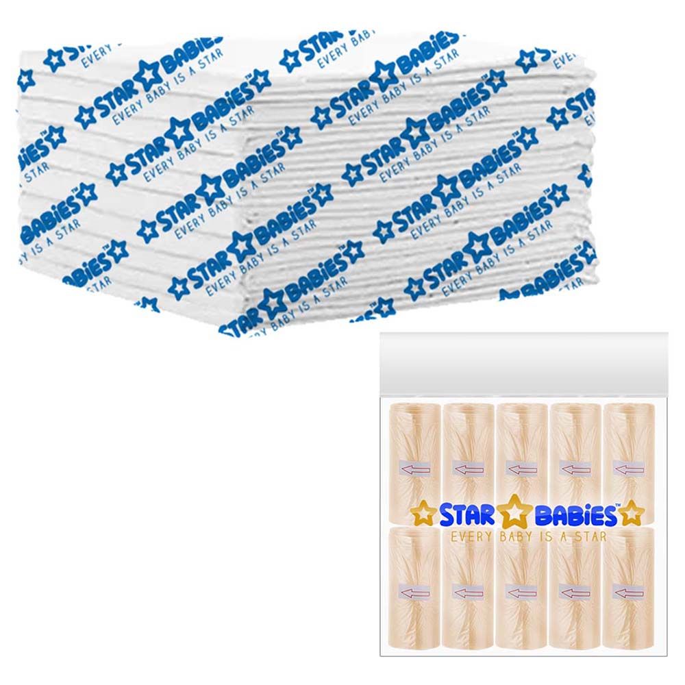 Star Babies - Disposable Changing Mat 10pcs & Scented Bag 10pcs - White