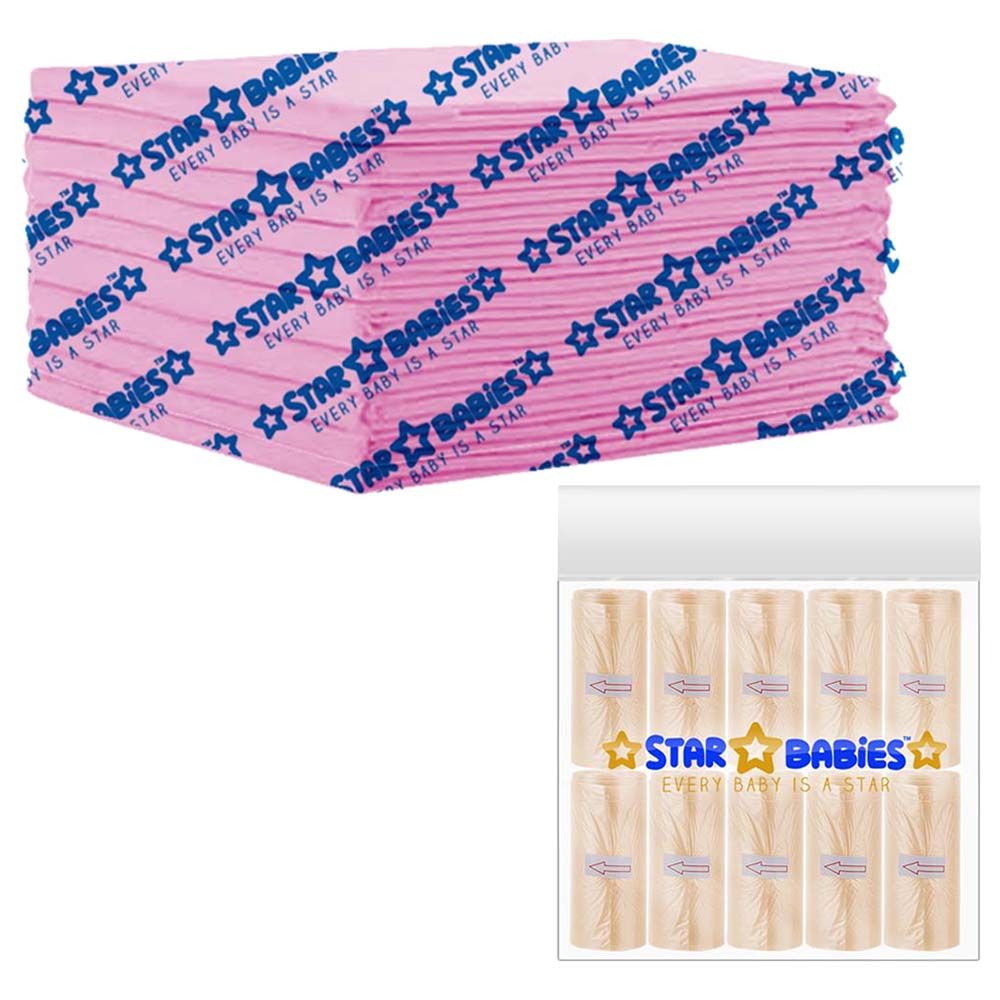 Star Babies - Disposable Changing Mat 10pcs & Scented Bag 10pcs - Pink