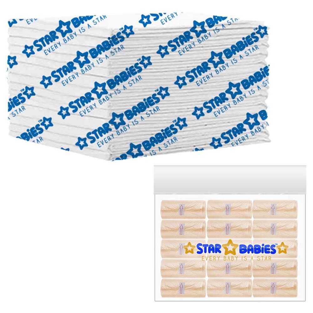 Star Babies - Disposable Changing Mat 15pcs & Scented Bag 15pcs - White