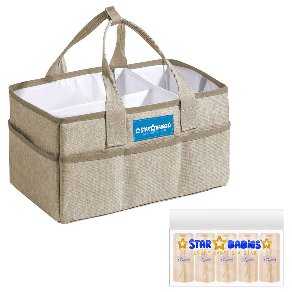 Star Babies - Caddy Diaper Bag Organizer W/ Scented Bag 5pcs - Khaki