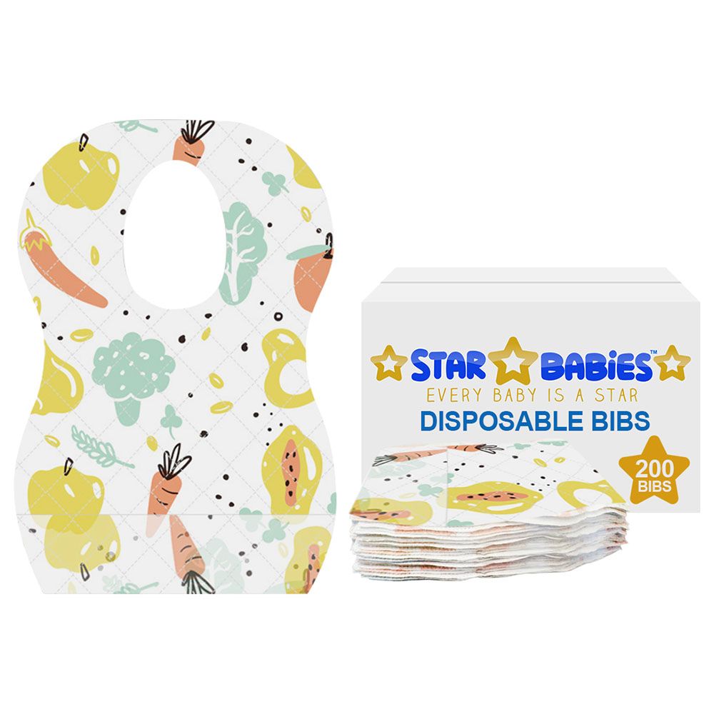 Star Babies - Disposable Bibs - Pack of 200 - Fruits Print