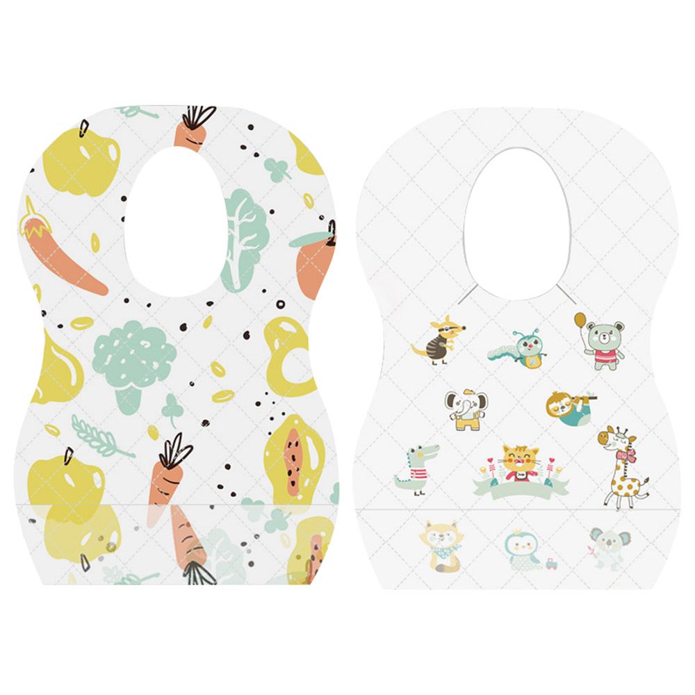 Star Babies - Disposable Bibs - Pack of 30 - Animal Print/Fruits Print