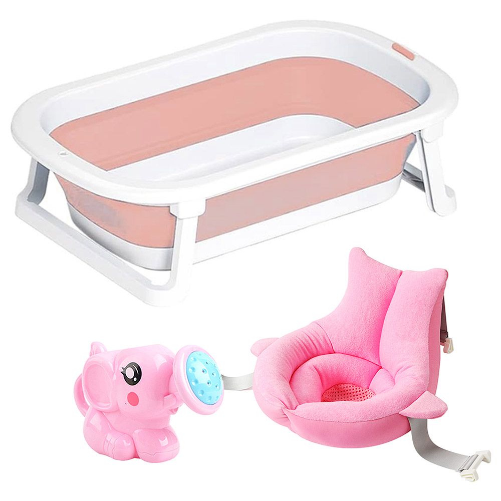 Star Babies - Foldable Bathtub w/ Soft Spot Sink Bather & Kettle Toy - Pink