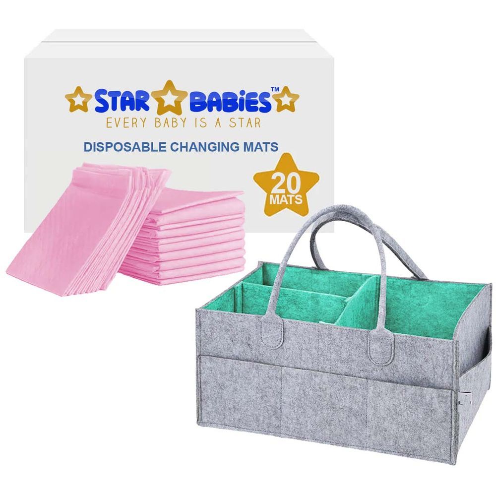 Star Babies - Caddy Diaper Organizer w/ Disposable Changing Mat 20pcs - Pink