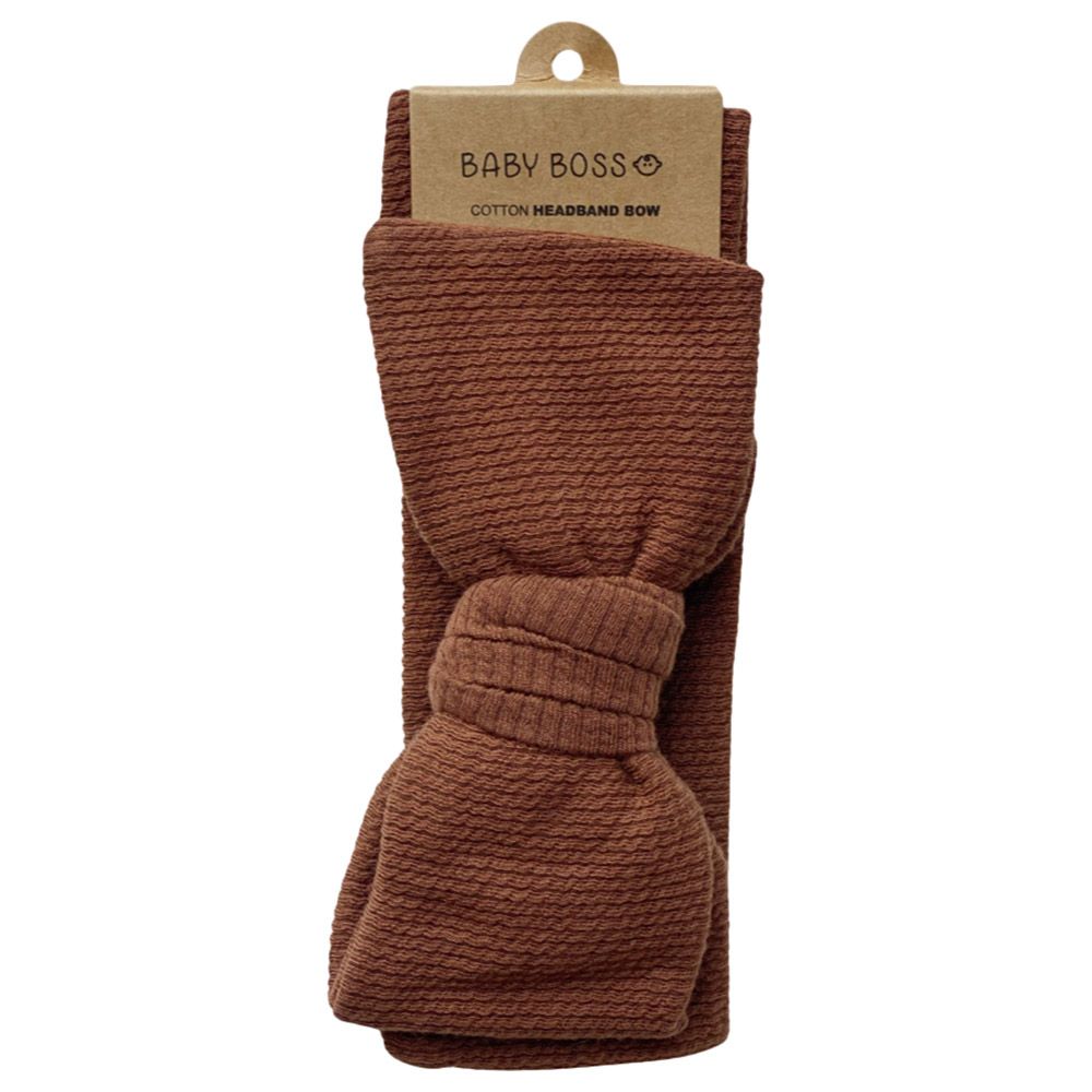 Baby Boss - Cotton Headband Bow - Brown