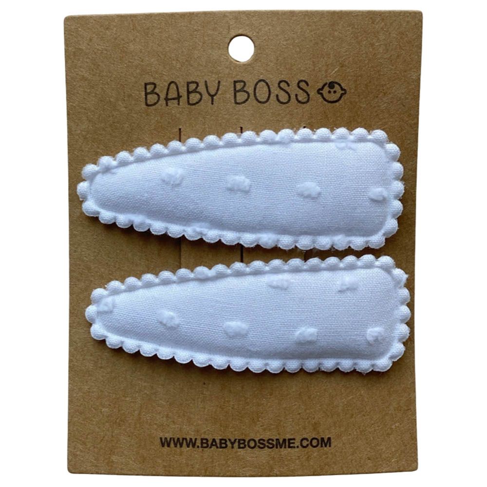 Baby Boss - Hair Clip - White/Dots