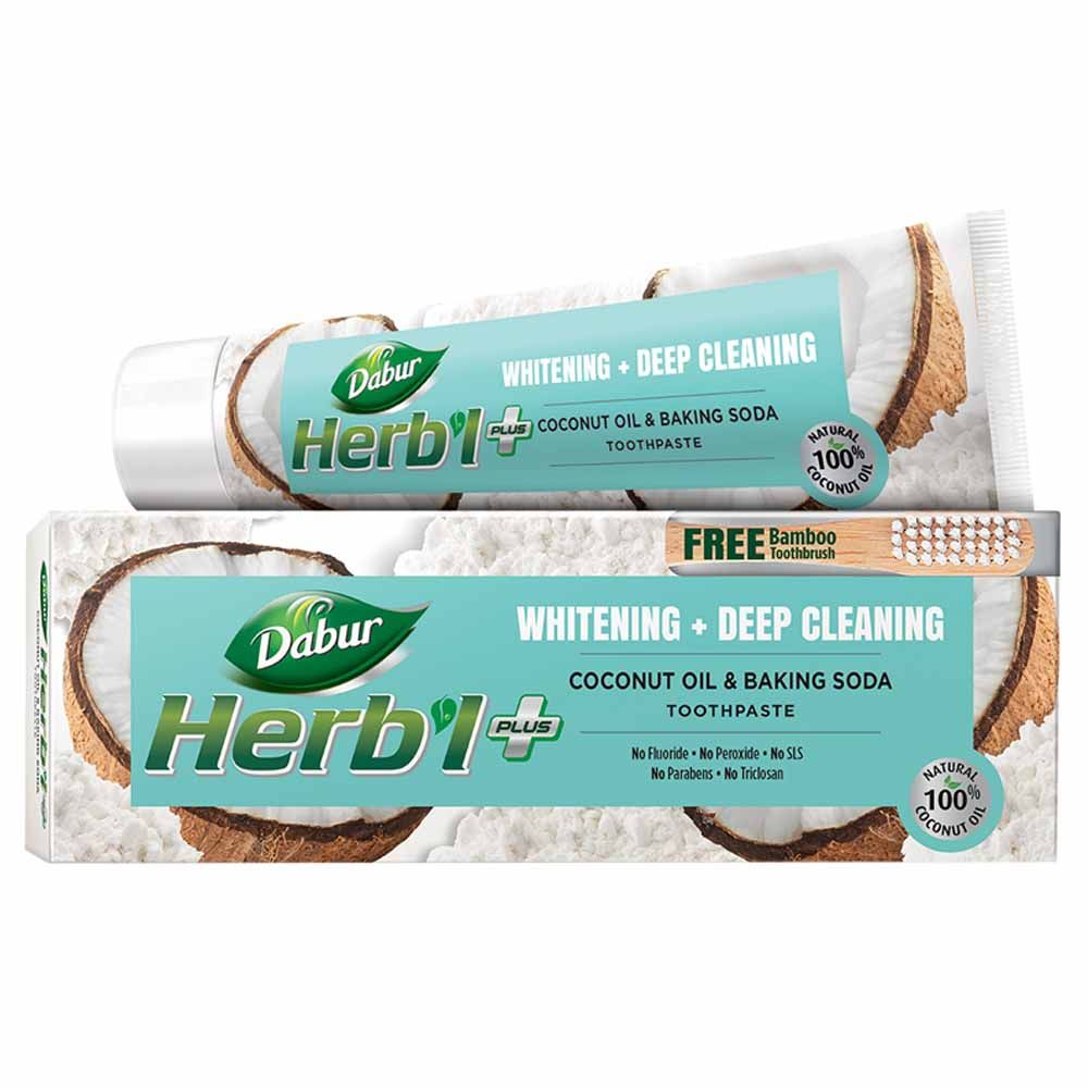 Dabur - Herb'l Plus Coconut Oil & Baking Soda Toothpaste - 150gm