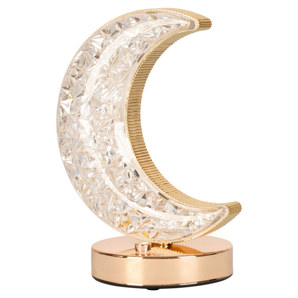 Hilalful - Crystal Crescent Table Lamp - Gold