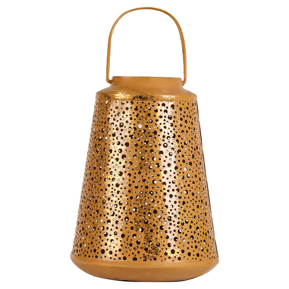 Hilalful - Polka-Dot Carved Lantern - Gold