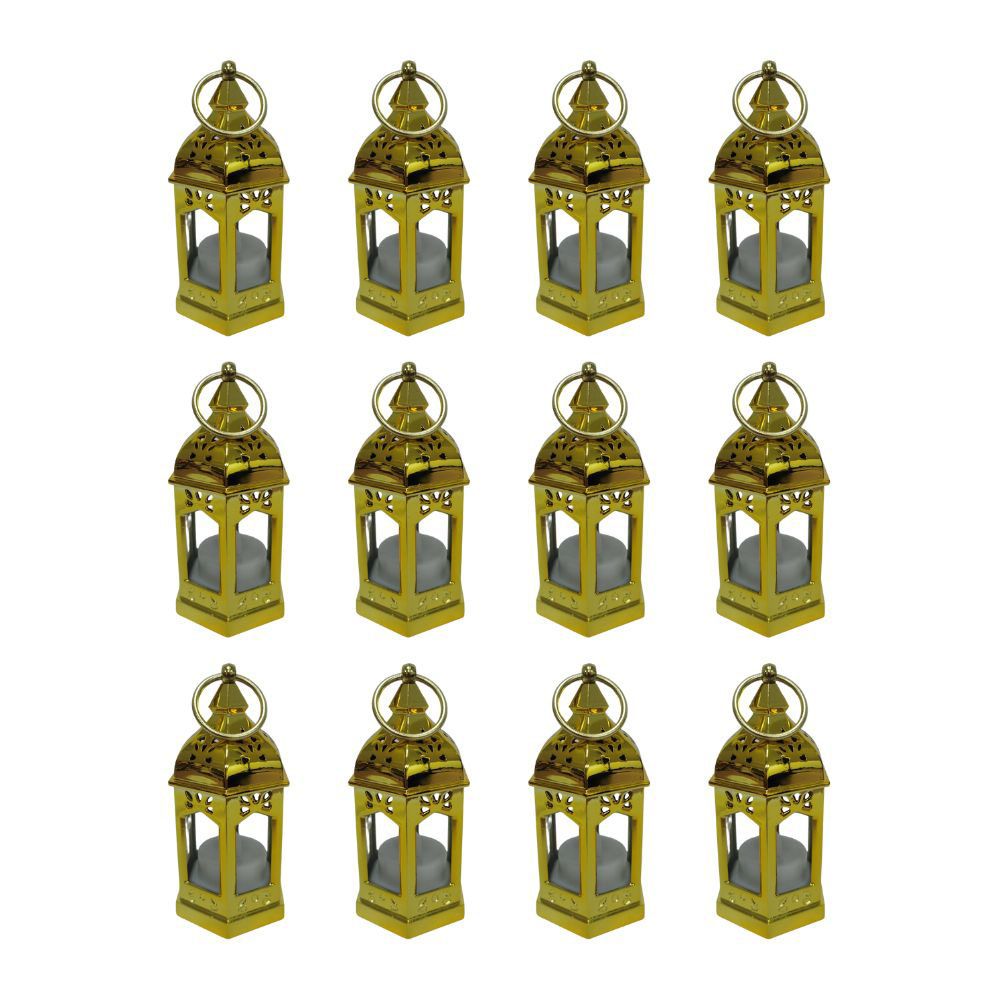 Hilalful - LED Lantern Ornaments - Gold - 12pcs