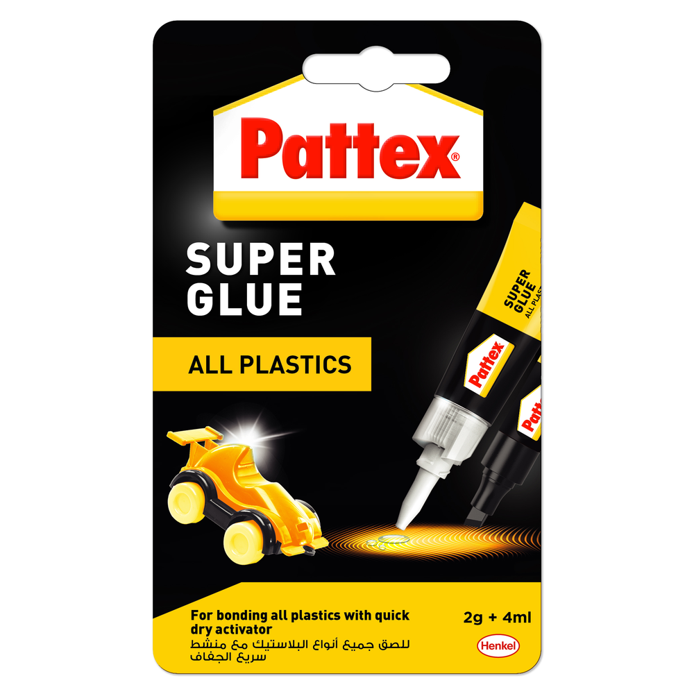 Pattex - All Plastics Dry Activator - 4 ml With Liquid Super Glue - 2 g