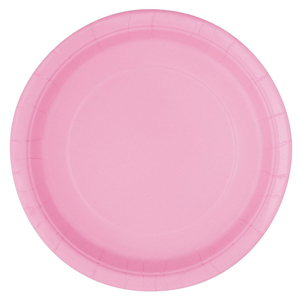 Unique - Round Party Plate - Lovely Pink - 18 cm - Pack of 8