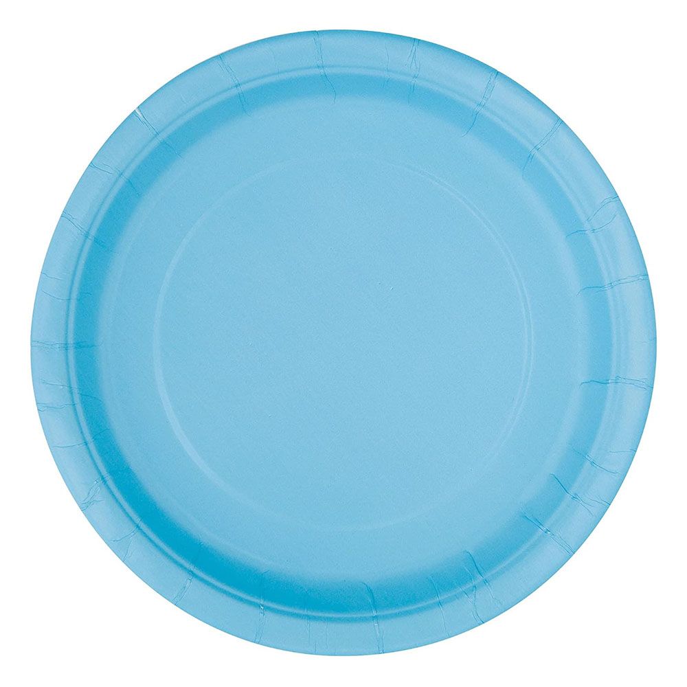 Unique - Round Party Plate - Powder Blue - 23 cm - Pack of 8