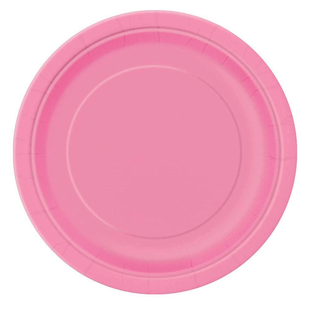 Unique - Round Party Plate - Hot Pink - 18 cm - Pack of 8