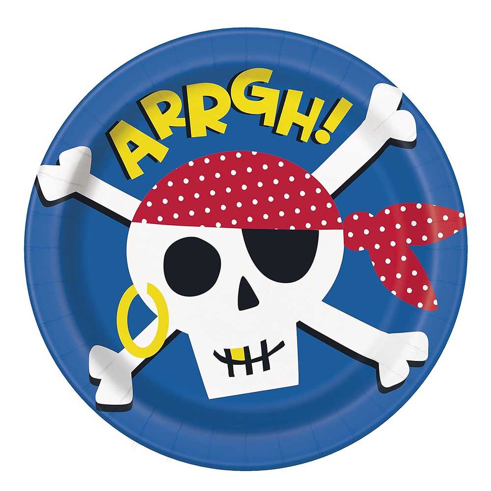 Unique - Ahoy Pirate Round Party Plate - 23 cm - Pack of 8