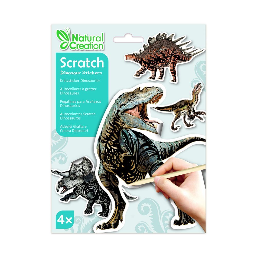 Avenir - Scratch Dinosaur Stickers - Pack of 1 - 4Pcs