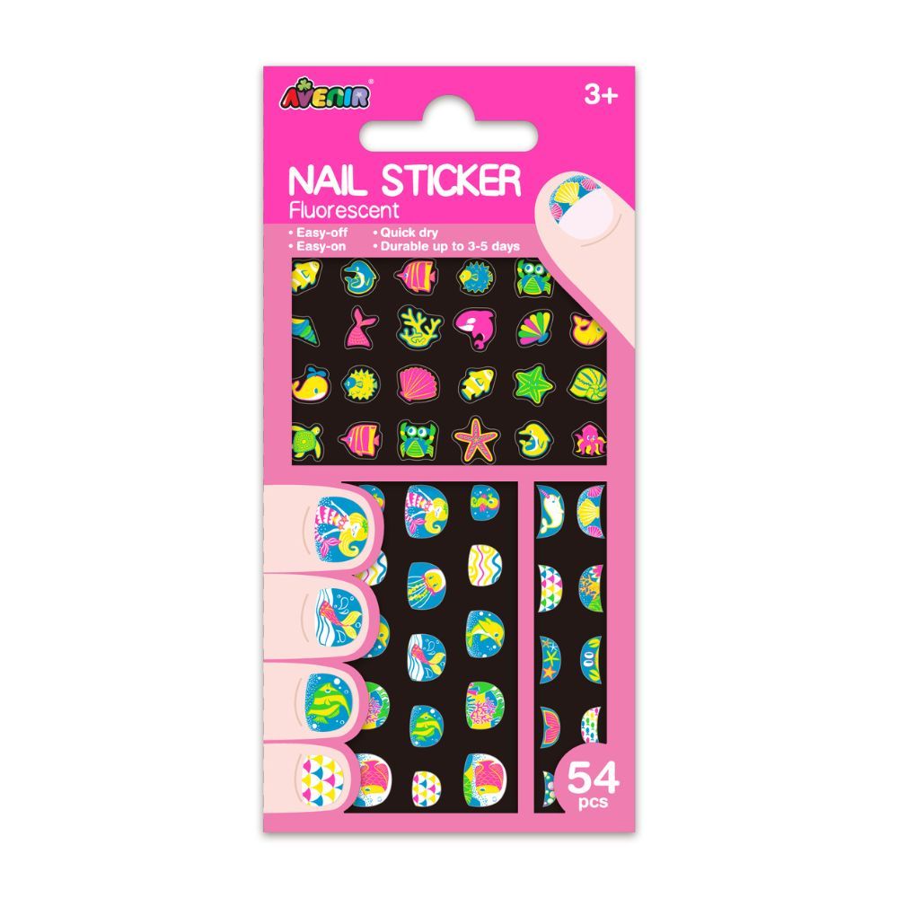 Avenir - Nail Stickers Fluorescent - Under The Sea - Pack of 1 - 54Pcs