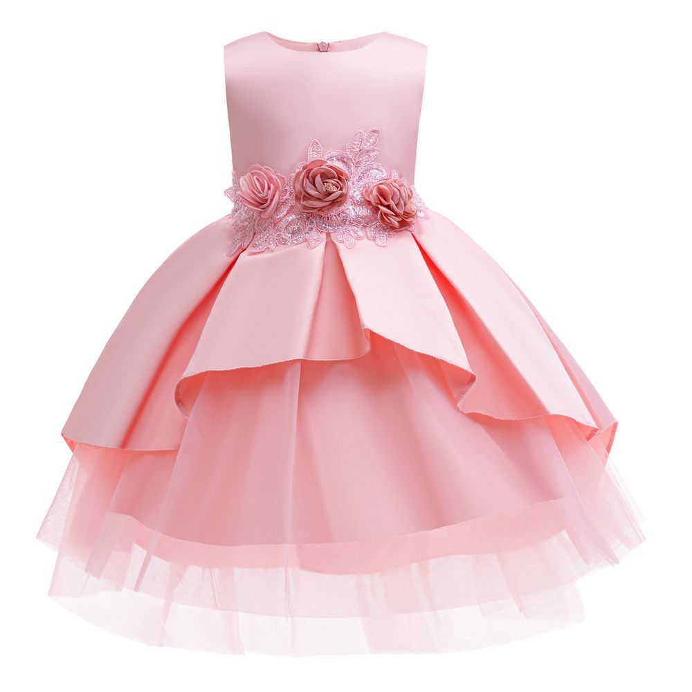 Sugar Rush - Girl's Solid Fit And Flare Dress - Pink