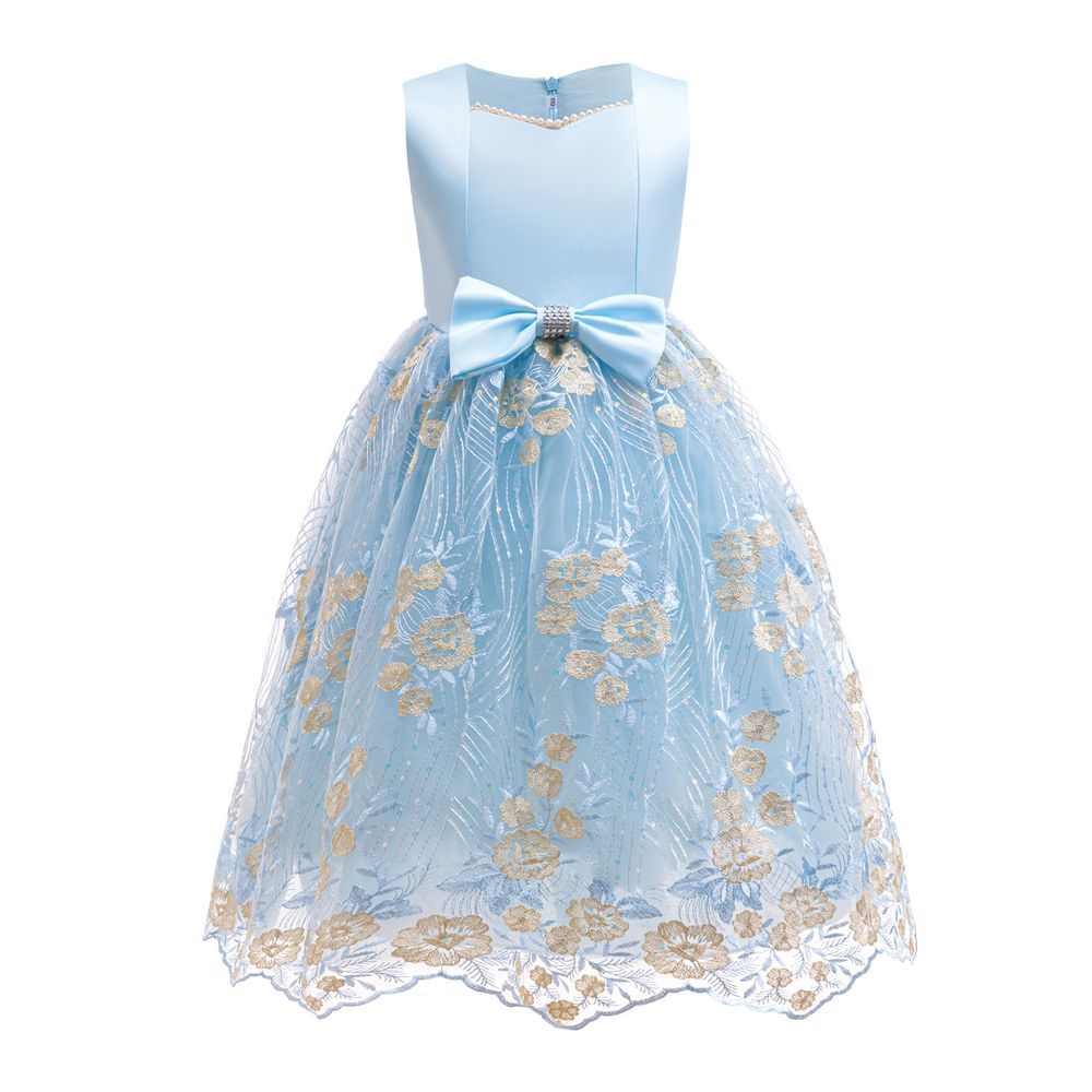 Sugar Rush - Girl's Solid Gown Dress - Blue