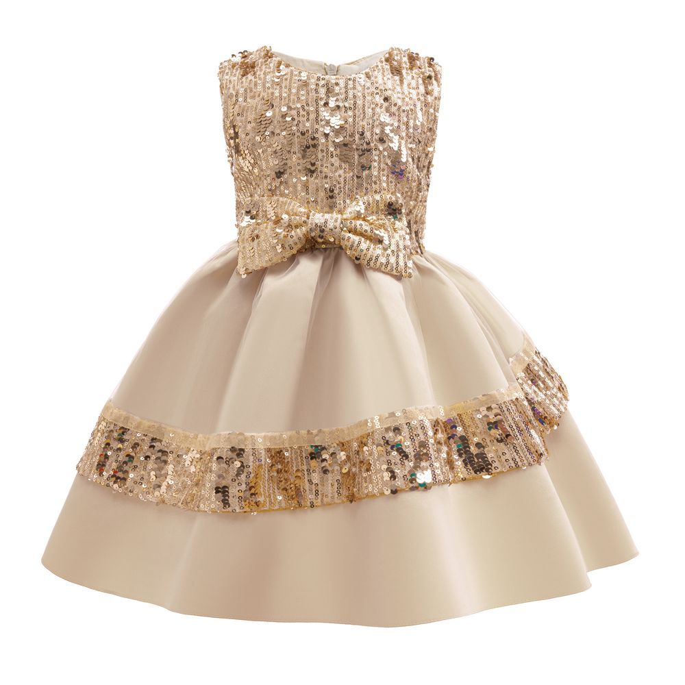 Sugar Rush - Girl's Embellished Balloon Dress - Champagne