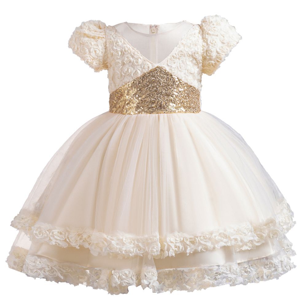 Sugar Rush - Solid Balloon Dress - Beige