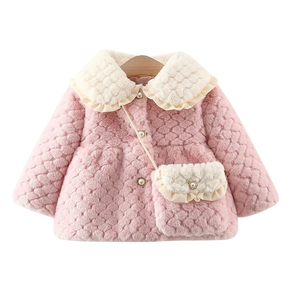 Sugar Rush - Solid Overcoat - Peter Pan Collar - Pink - 2 Pcs