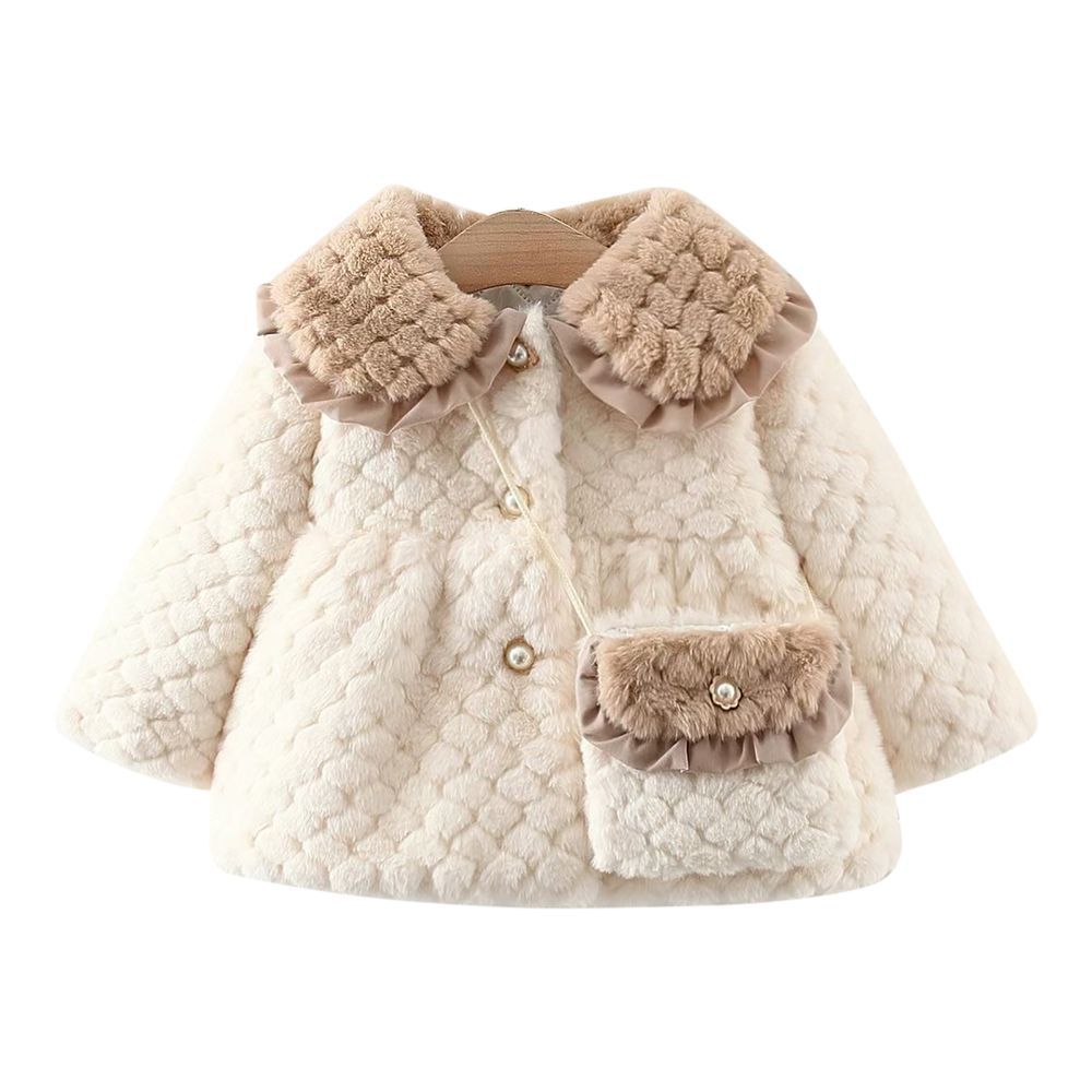 Sugar Rush - Solid Overcoat - Peter Pan Collar - White - 2 Pcs