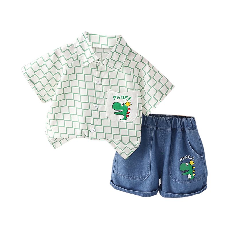 Sugar Rush - 2pc-Set - Printed T-Shirt And Shorts - Green/Blue