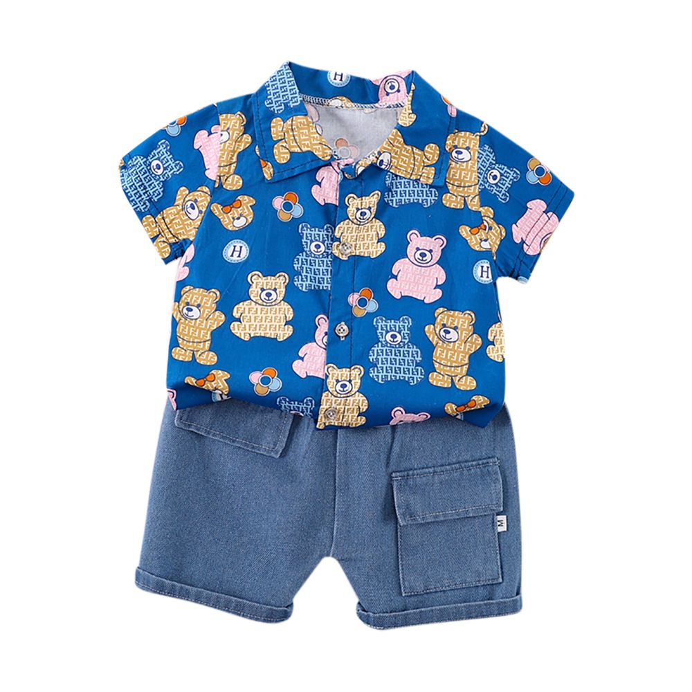 Sugar Rush - 2pc-Set - Boys' Printed Shirt And Shorts - Blue