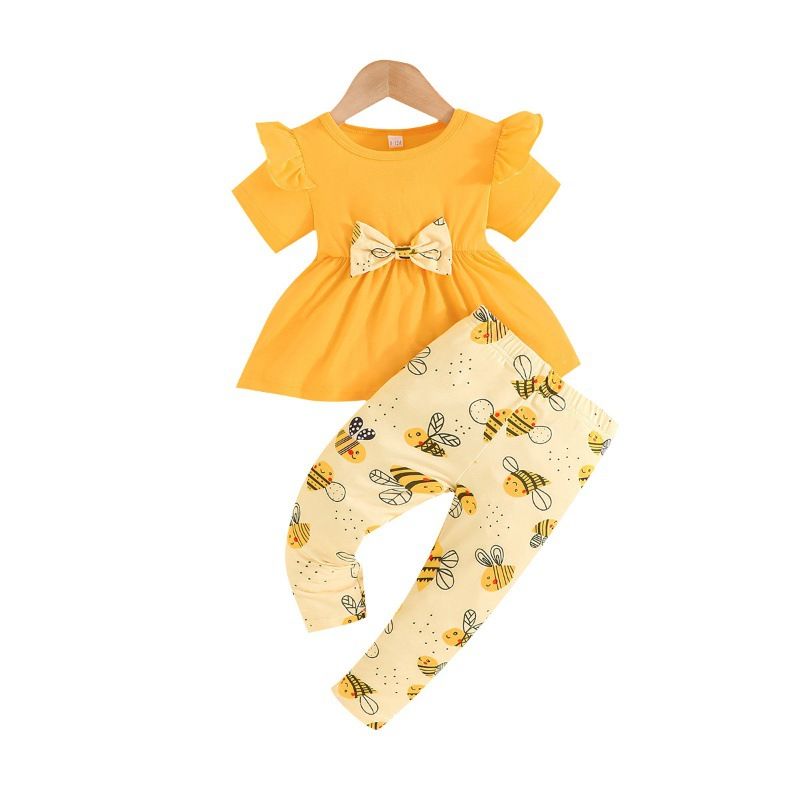 Sugar Rush - 2pc-Set - Girls' Solid Top And Trousers - Yellow