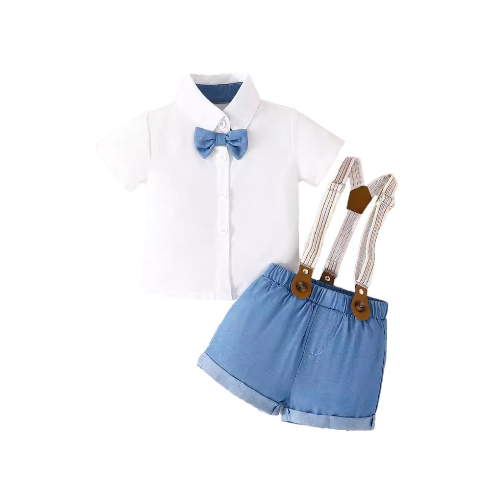 Sugar Rush - 2pc-Set - Boys' Short Sleeves Shirt & Shorts - White/Blue