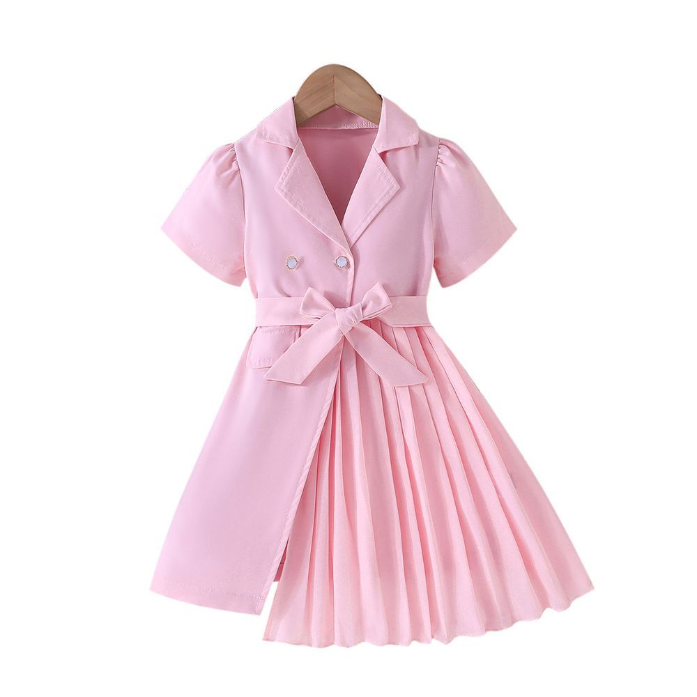 Sugar Rush - Girl's Short Sleeves Solid Blazer Dress - Pink