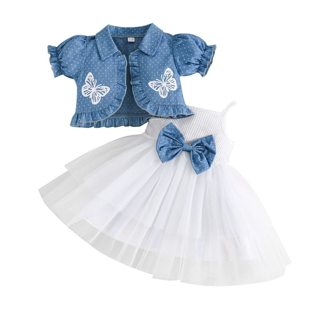 Sugar Rush - 2pc-Set - Girls' Short Sleeves Dress - Blue/White