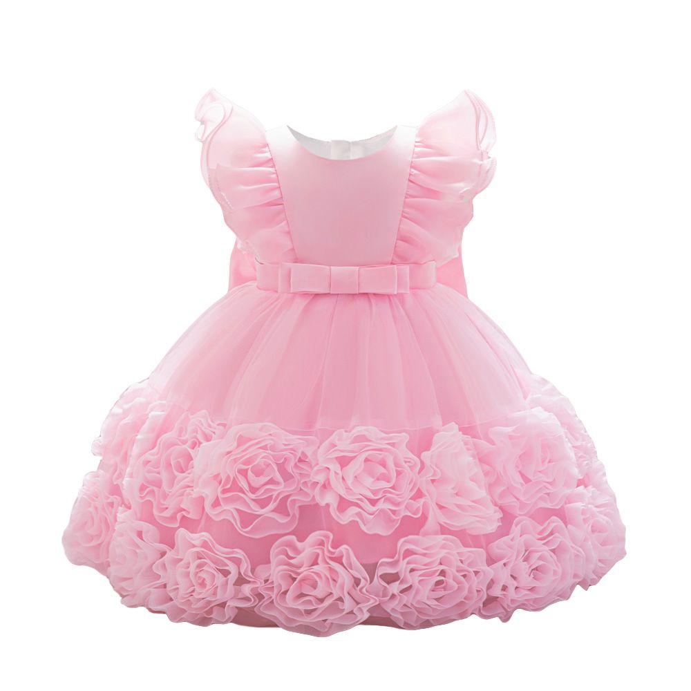 Sugar Rush - Girl's Appliqued Sleeves Party Dress - Pink