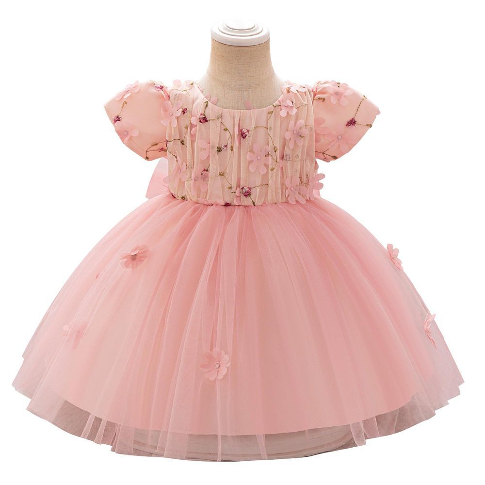 Sugar Rush - Round Neck Embellished Party Dress - Pink