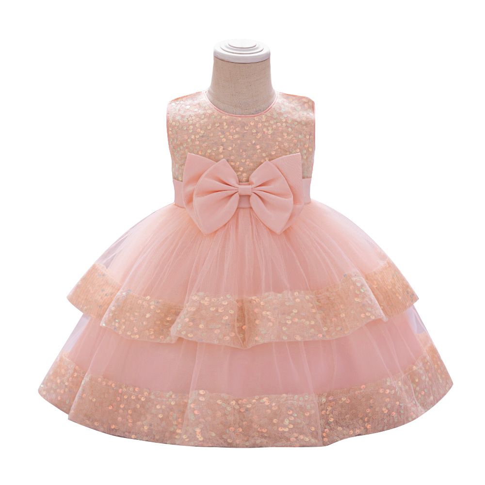 Sugar Rush - Appliqued Regular Round Neck Sleeveless Party Dress - Light Pink