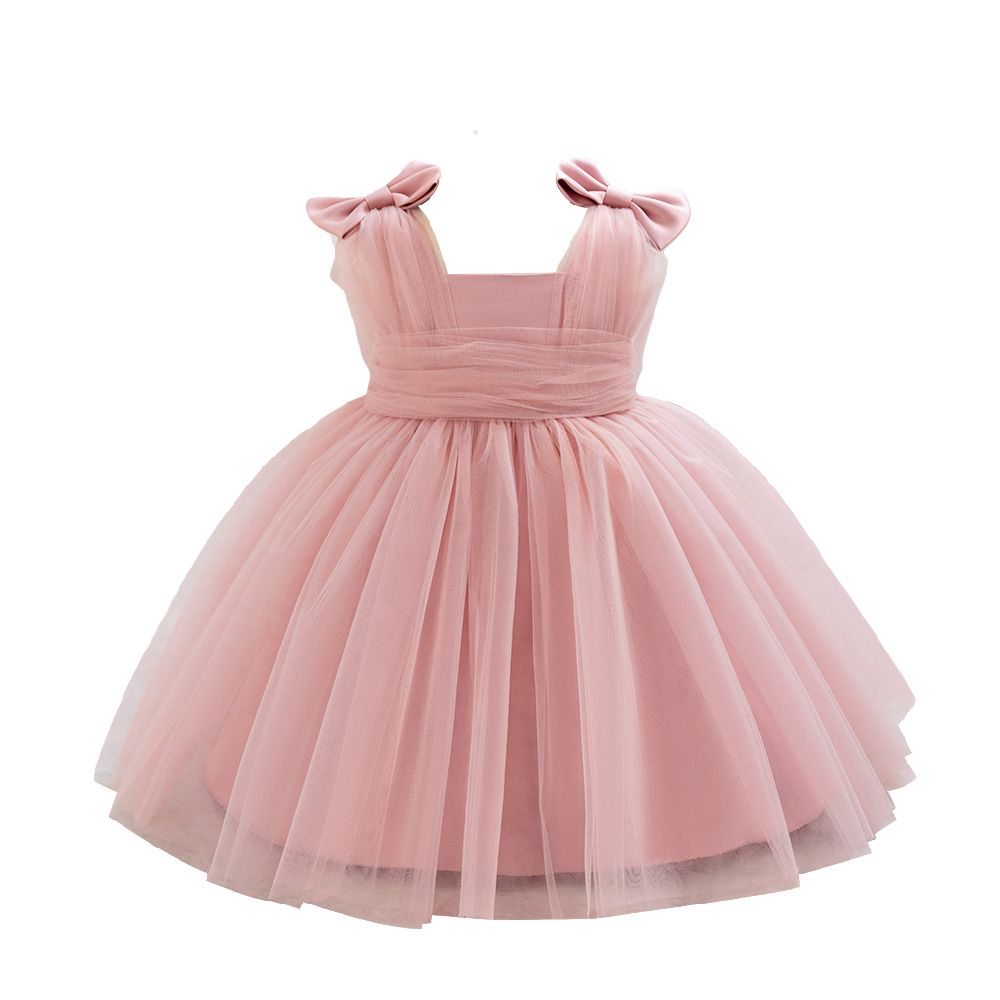 Sugar Rush - Appliqued Regular Square-neck Sleeveless Party Dress - Pink