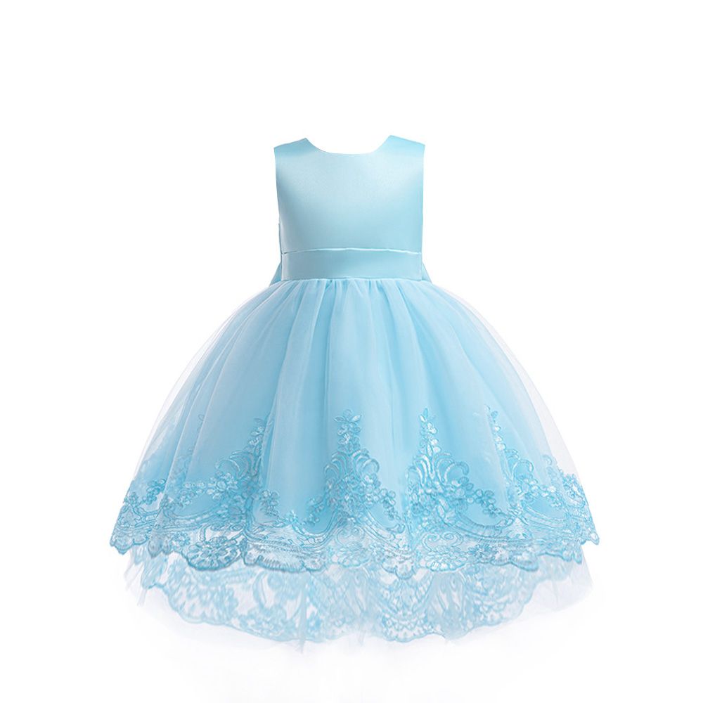 Sugar Rush - Laced Regular Round Neck Sleeveless Party Dress - Blue