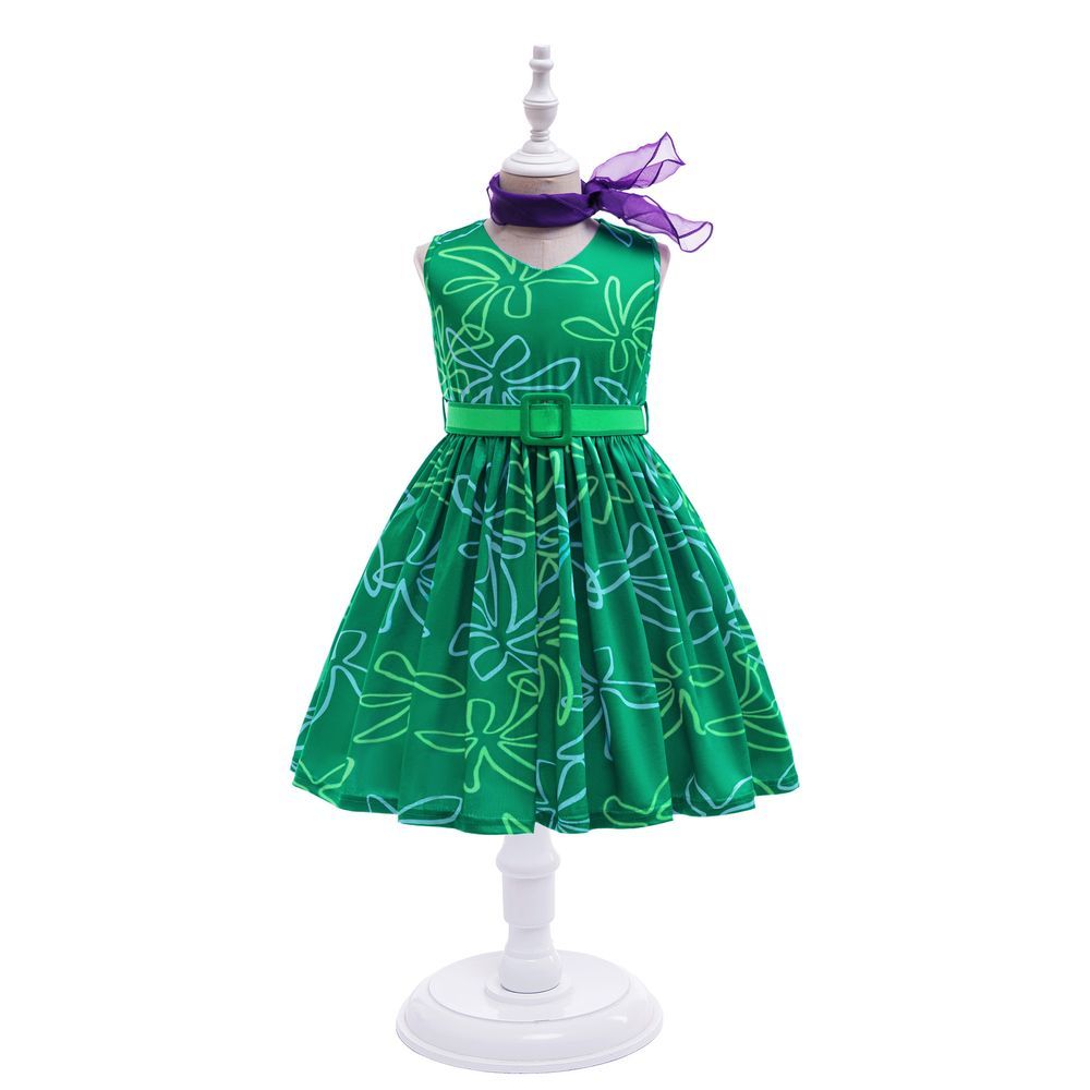 Sugar Rush - Printed Sleeveless Party Dress - Green