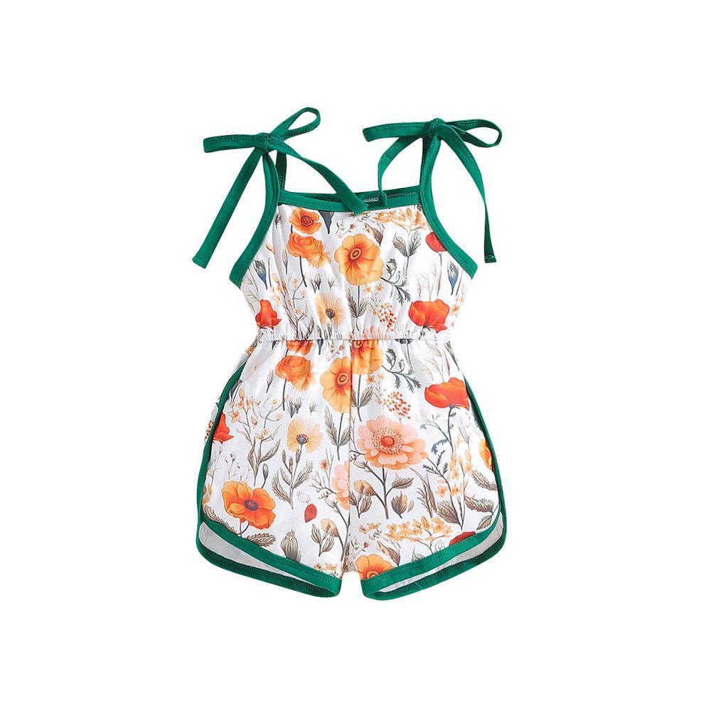 Sugar Rush - Printed Regular Square-neck Sleeveless Romper - Floral