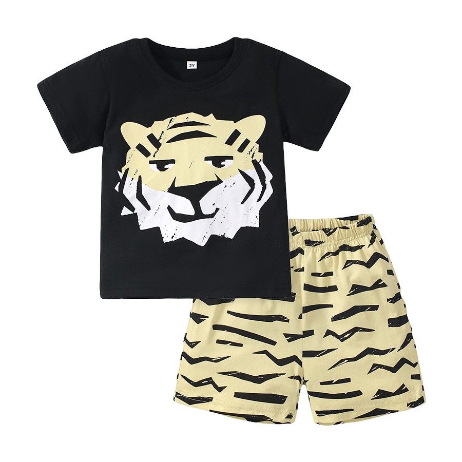 Sugar Rush - Boys' Printed Top and Shorts Set - Black/Brown