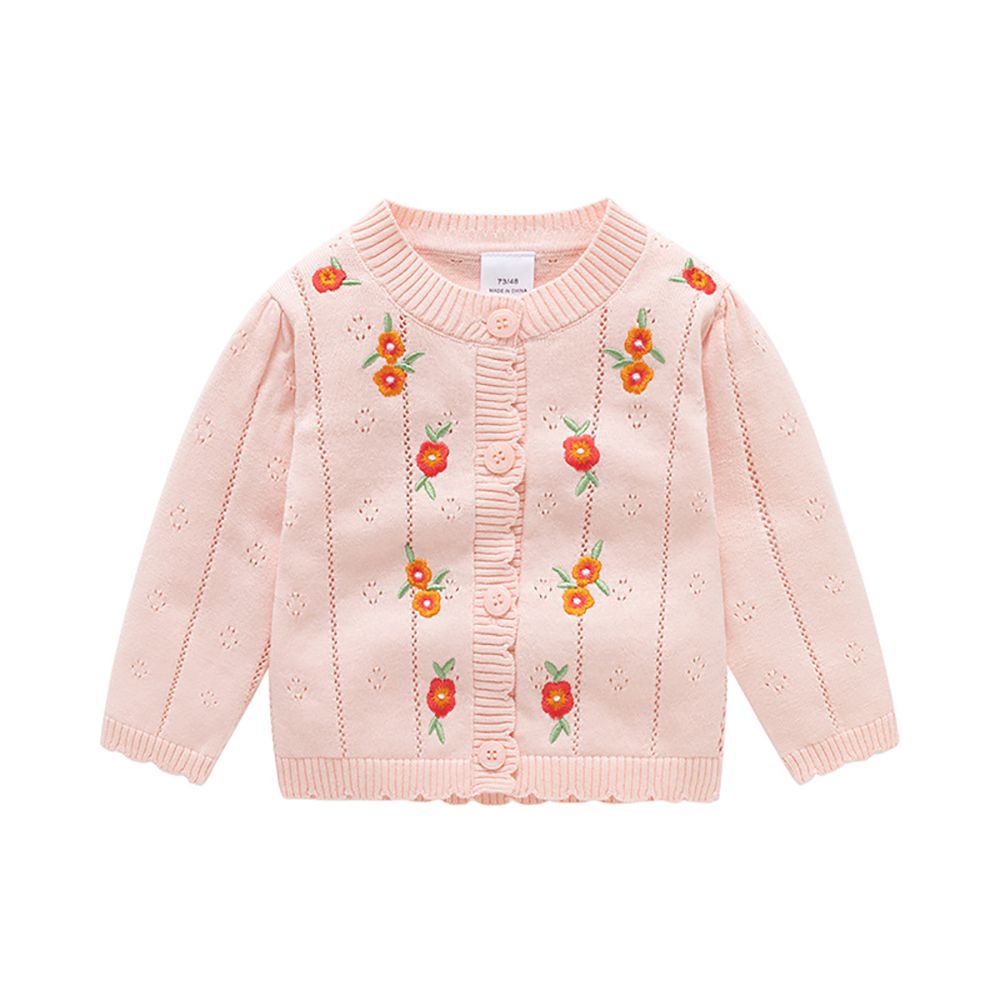 Sugar Rush - Embroidered Regular Round Neck Sweater - Pink