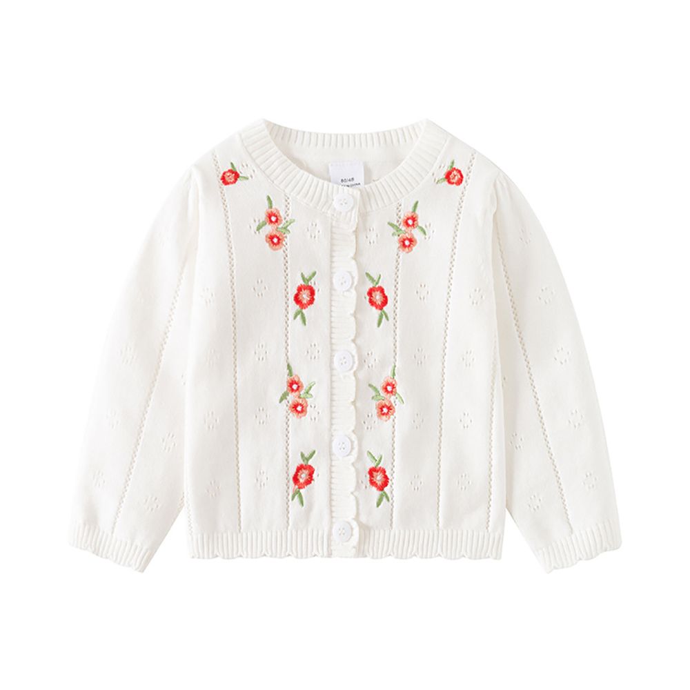 Sugar Rush - Embroidered Regular Round Neck Sweater - White