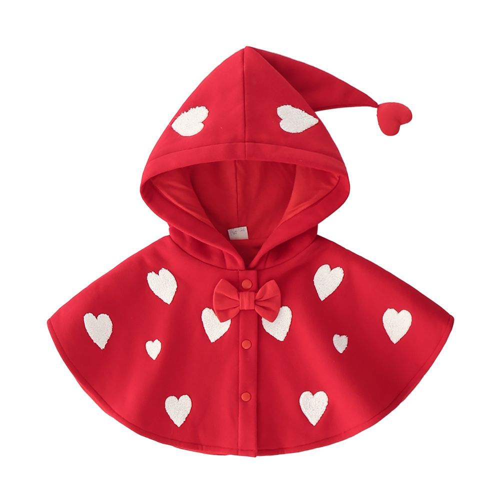 Sugar Rush - Babies Heart Printed Regular Full Sleeves Shrug - Red