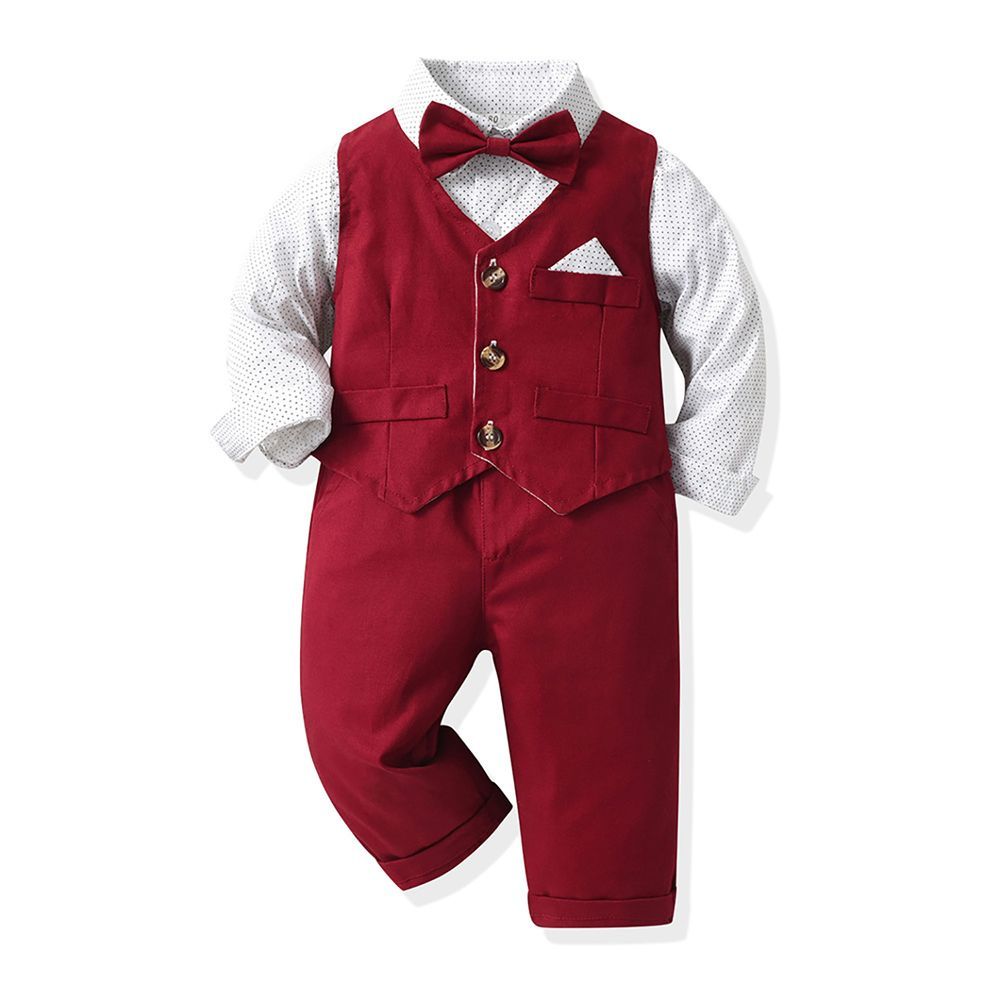 Sugar Rush - Solid Shirt And Maroon Trousers Set