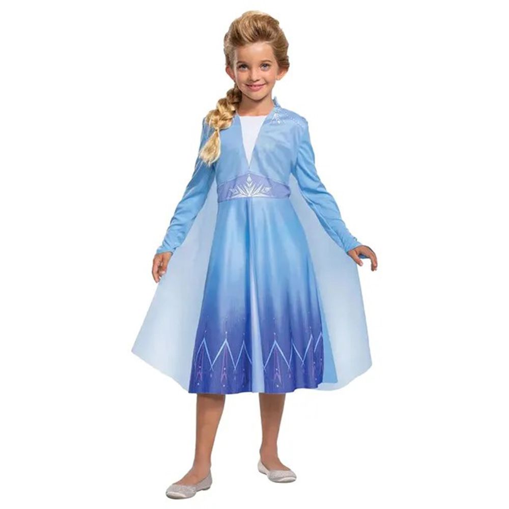 Party Centre - Disney Frozen 2 Elsa Travelling Deluxe Costume For Girls - Blue