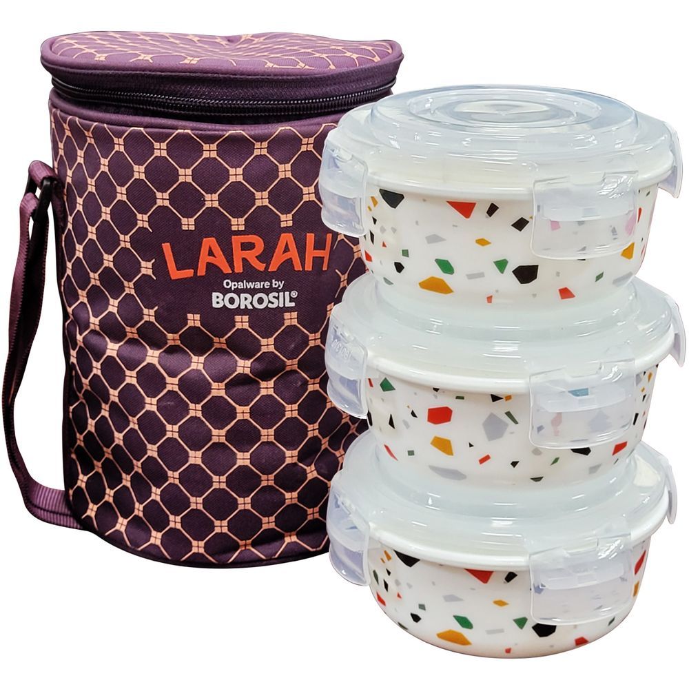 Borosil - Opal Klip-N-Store Lunch Box Set - Confetti - 400 ml - 4 Pcs